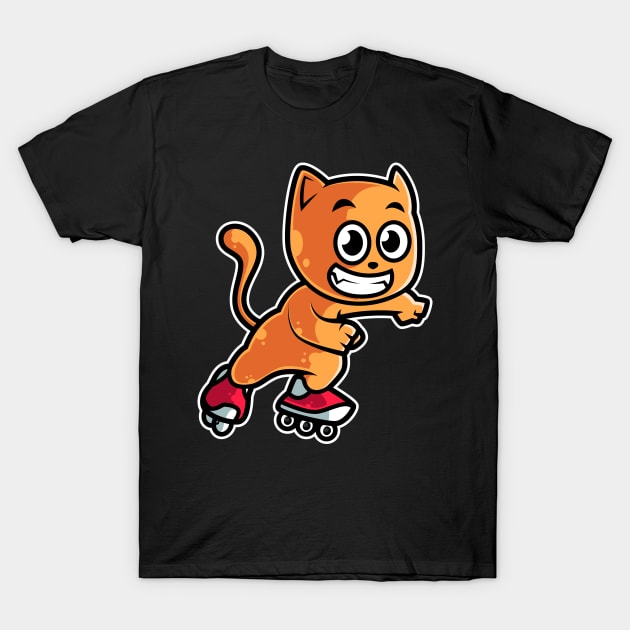 Orange Cat Retro Roller Skate product T-Shirt by theodoros20